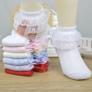 5 Pack Girls' Princess Frilly Lace Socks - Breathable, Comfortable, Varied Colors - Ideal for Dance